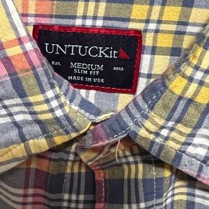 UNTUCKit Casual Button Down Shirt in Yellow and Blue